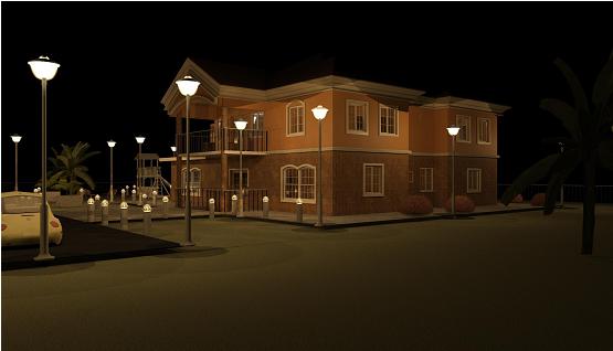 3D Exterior Duplex night view